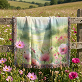 Pastell-Landschaft einer Wildblumenwiese Decke