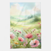 Pastell-Landschaft einer Wildblumenwiese Geschirrtuch (Vertikal)