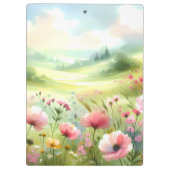 Pastell-Landschaft einer Wildblumenwiese Klemmbrett (Rückseite)