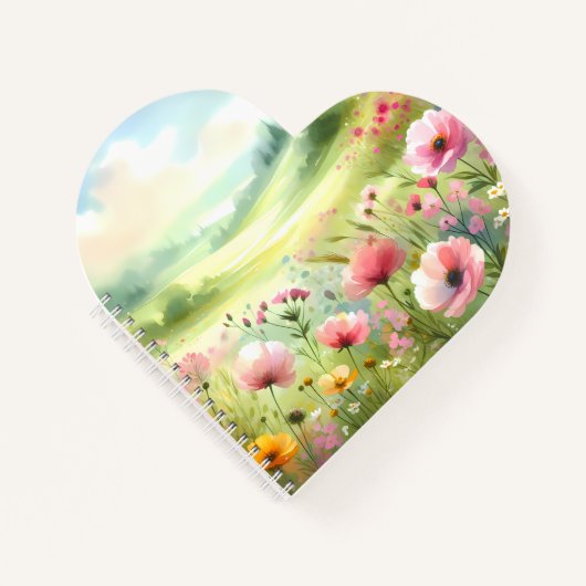 Pastell-Landschaft einer Wildblumenwiese Notizblock (Vorderseite)