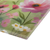 Pastell-Landschaft einer Wildblumenwiese Schneidebrett (Ecke)