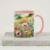 Pastell-Landschaft einer Wildblumenwiese Tasse