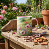 Pastell-Landschaft einer Wildblumenwiese Tasse