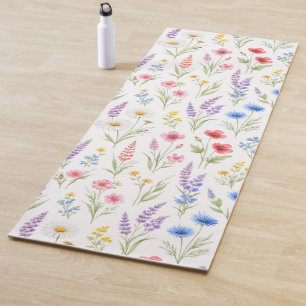 Pastell-Lavendel-Blau-Lachs-Rosa-Wildblumen 2 Yogamatte