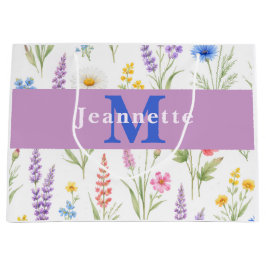 Pastell-Lavendel-Blau-Lachs-Rosa-Wildblumen-Name Große Geschenktüte