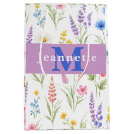 Pastell-Lavendel-Blau-Lachs-Rosa-Wildblumen-Name Mittlere Geschenktüte