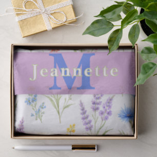 Pastell-Lavendel-Blau-Lachs-Rosa-Wildblumen-Name Seidenpapier