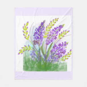 Pastell-Lavendel-Blumen-Watercolor-Fliesblanke Fleecedecke