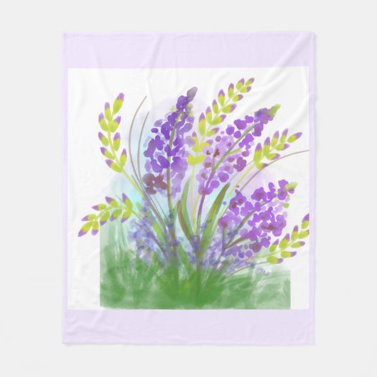 Pastell-Lavendel-Blumen-Watercolor-Fliesblanke | Fleecedecke (Vorderseite)