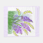 Pastell-Lavendel-Blumen-Watercolor-Fliesblanke | Fleecedecke (Vorderseite (Horizontal))