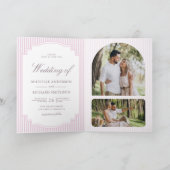 Pastell-Lavendel-gestreifte Hochzeit mit QR-Code-F Einladung (Innenseite)