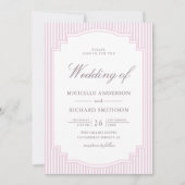 Pastell-Lavendel-gestreifte Hochzeit mit QR-Code-F Einladung (Vorderseite)