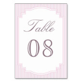 Pastell-Lavendel-gestreifte Hochzeit Tischnummer (Vorderseite)