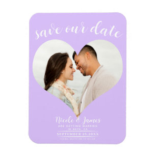 Pastell-Lavendel-Herz-Foto-Hochzeit Termin vormerk Magnet