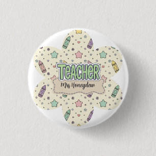 Pastell-Lehrer-Dankeschön-Wachsstift-Muster Button