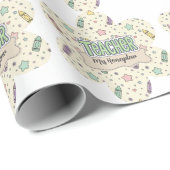 Pastell-Lehrer-Dankeschön-Wachsstift-Muster Geschenkpapier (Rolleneckpunkt)