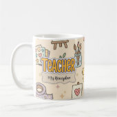 Pastell-Lehrer-Schulbedarf-Muster Kaffeetasse (Links)
