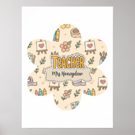 Pastell-Lehrer-Schulbedarf-Muster Poster