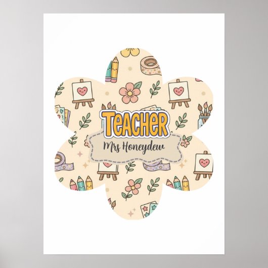 Pastell-Lehrer-Schulbedarf-Muster Poster (Vorne)