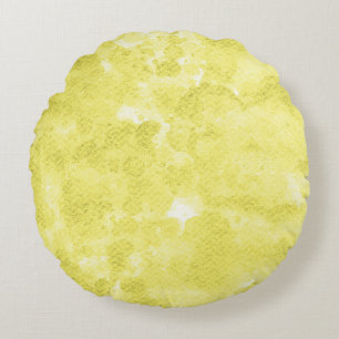 Pastell-Lemongelb-Wasserfarben-Waschung Rundes Kissen