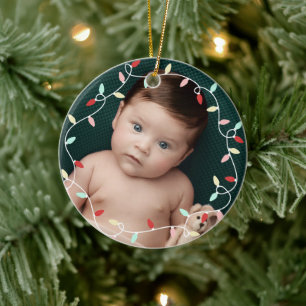 Pastell-Lichterkette 1. Weihnachten als Großeltern Keramik Ornament