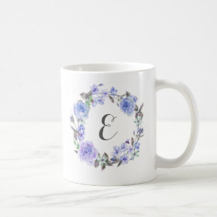 Pastell-Lila-Aquarell-Blumen   Monogramm Kaffeetasse