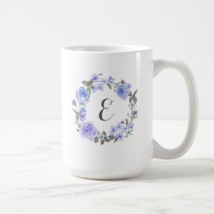 Pastell-Lila-Aquarell-Blumen Monogramm Kaffeetasse