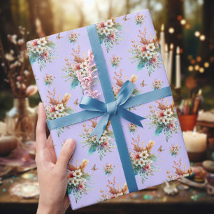 Pastell-Lila-Aquarell-Blumenkreuz Ostern Geschenkpapier