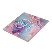 Pastell Lila Blau-Rosa-Agate-Monogramm Fliese (Seite)