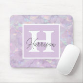 Pastell Lila Crystal Geode Monogram Name Mousepad (Mit Mouse)