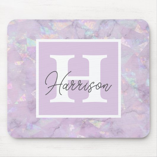 Pastell Lila Crystal Geode Monogram Name Mousepad (Vorne)