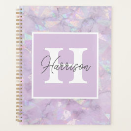 Pastell Lila Crystal Geode Monogram Name Planer