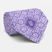 Pastell Lila floral Inspiriert Monogramm Krawatte (Gerollt)