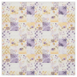 Pastell-Lila-Gelbes Patchwork-Vintage-Quilt Stoff