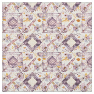 Pastell-Lila-Gelbes Patchwork-Vintage-Quilt Stoff