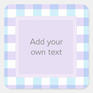 Pastell Lila Gingham Benutzerdefinierter Text Quadratischer Aufkleber