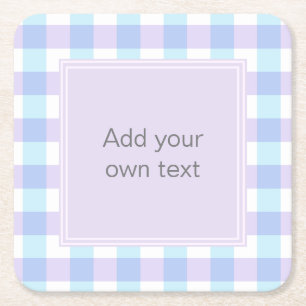 Pastell-Lila Gingham Benutzerdefinierter Text Rechteckiger Pappuntersetzer
