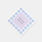 Pastell-Lila Gingham Benutzerdefinierter Text Serviette (Ecke)