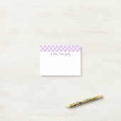 Pastell-Lila-Gingham-Muster Post-it Klebezettel (Auf Schreibtisch)