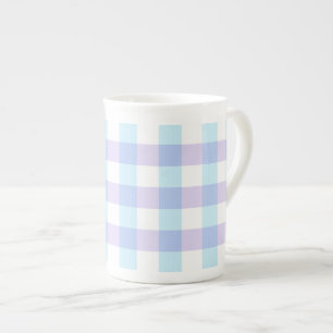 Pastell-Lila-Gingham Porzellantasse