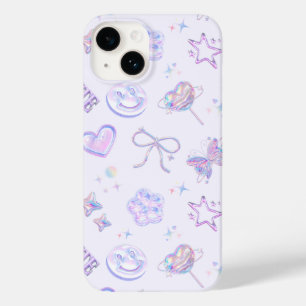 Pastell-Lila Holografisches Y2K Kitsch Jelly Muste Case-Mate iPhone 14 Hülle