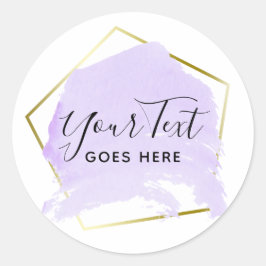 Pastell Lila Lavendel Paint & Gold Minimalistisch Runder Aufkleber