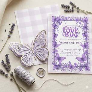 Pastell-Lila-Love-Bug-Baby-Shower-Einladungen Einladung