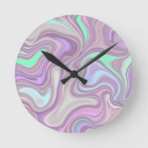 Pastell-Lila-Marmor-Wirbelmuster Runde Wanduhr