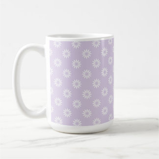 PASTELL LILA MIT REIHEN VON WEISSEN BLUMEN KAFFEETASSE