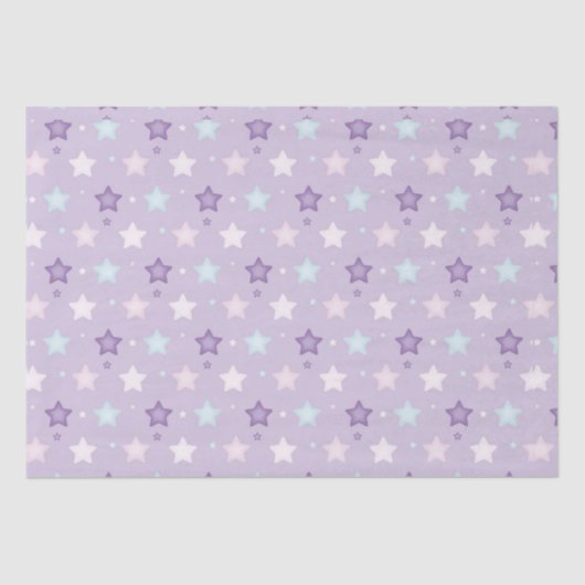 Pastell Lila Multicolor Stars Seidenpapier (Vorderseite)