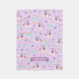 Pastell Lila| Niedliches Regenbogenmuster Fleecedecke