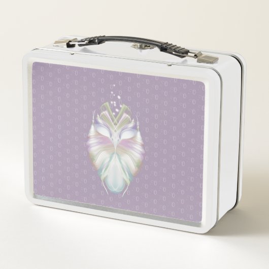 Pastell Lila Oracle Owl Monogram Metall Brotdose (Rückseite)