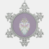 Pastell Lila Oracle Owl Schneeflocken Zinn-Ornament (Vorderseite)