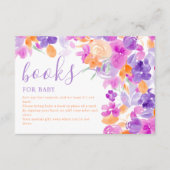 Pastell lila orangefarbene Blumenbücher für die Ba Begleitkarte (Vorderseite)